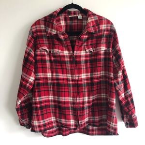 classic elements red black and white zip flannel